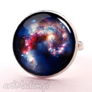 nebula - pierścionek regulowany, kosmos grafiką, szklany