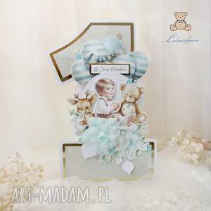 handmade scrapbooking kartki kartka cyferka na roczek, pierwsze urodziny"sweetheartboy1"