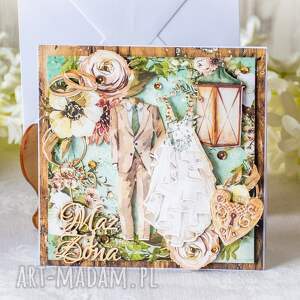 handmade scrapbooking kartki kartka na ślub / rocznicę - mąż i żona