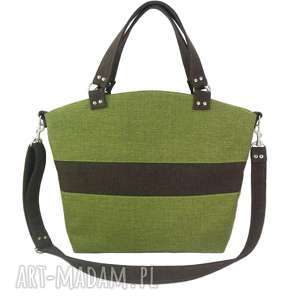 handmade na ramię shopper green & brown