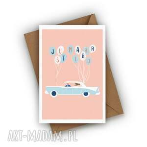 kartka ślubna - just married dla nowożeńców, młodej