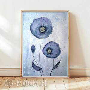 oryginalna akwarela A3 łąka sztuka, trawy, kwiaty