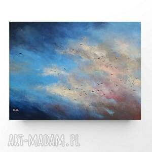 Obraz akrylowy na płótnie 30x40 cm - niebo z ptakami