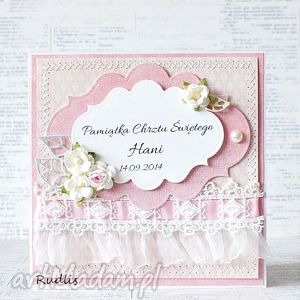 ręcznie robione scrapbooking kartki pamiątka chrztu św dla dziewczynki