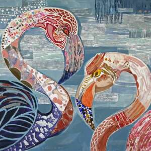 obraz oryginał na płótnie 100x70 cm - flamingi