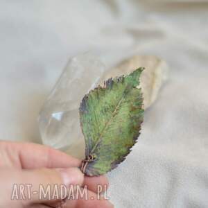 liść wiązu - naszyjnik botaniczny z wisiorem wisor liściem biżuteria dla niej