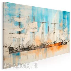 obraz do salonu - statki żaglowe morska abstrakcja żaglowce 70x50 cm 118901