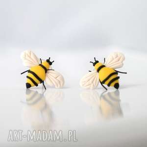pszczoły - designerskie kolczyki wkręty, owad, zwierzę