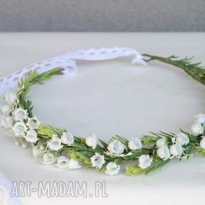 Konwalie w porannej rosie - delikatny biały wianek do włosów