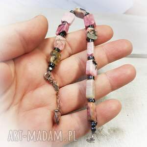 Bransoletka z rodochrozytu - ręcznie robione srebro i wire wrapping