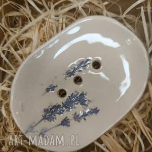 Mydelniczka ceramiczna z motywem lawendy - ręcznie robiona do łazienki
