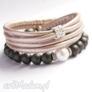 handmade komplet: prezent idealny:: hematite & pearl