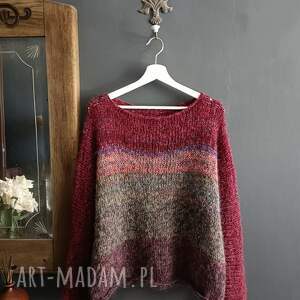 the wool art multikolorowy sweter drutach, prezent