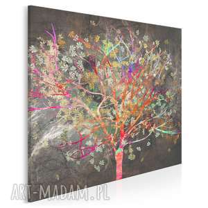 obraz na płótnie - drzewo liście kolorowy w kwadracie 80x80 cm 70402
