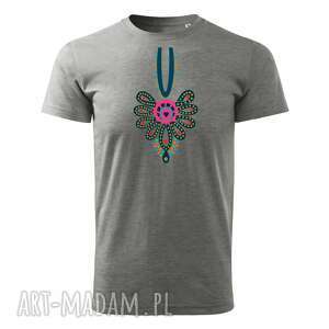 handmade koszulki tatra art - podhalańska klasyka parzenica t-shirt męski v2 biały