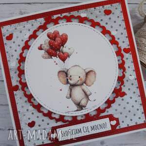 ze słoniem, nietypowy napis, kartka na walentynki