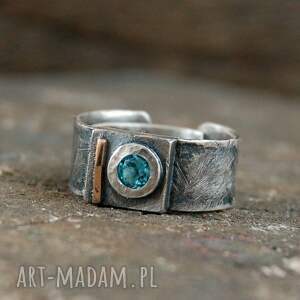 atelier4 topaz swiss blue - pierścionek ze srebra i złota, srebro