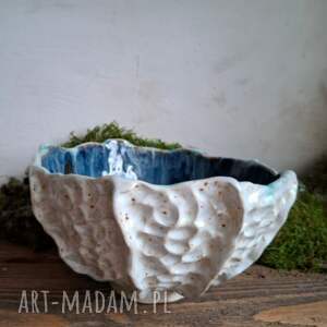 misa ceramiczna ręcznie rzeźbiona - muszla, pomysł na prezent, morska miska