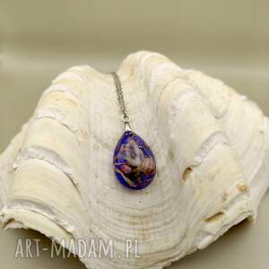 komplet biżuterii handmade z żywicy zatopionymi kwiatami - fioletowe prezent