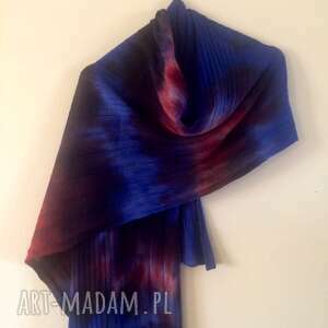 handmade szaliki szal wełniany blue&cegła&bakłażan