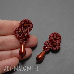 bordowe klipsy sutasz - Preciosa, sznurek, wyjściowe, delikatne