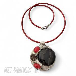 naszyjnik z witrażowym wisiorem galactico, agat, metoda tiffaniego wisior