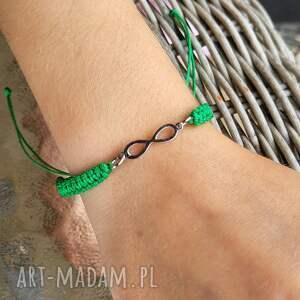 handmade bransoletka sznurek zielony znak nieskończoności bra24.38