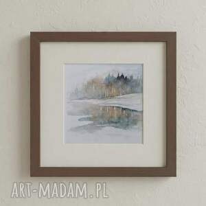 PEJZAŻ - akwarela formatu 15/15 cm, kwadrat