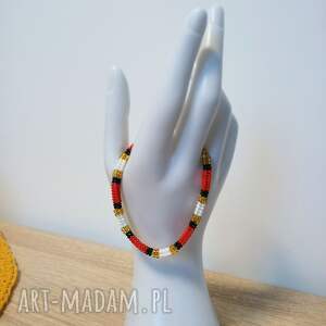 wielobarwna bransoletka z koralików ręcznie szyta, biżuteria dla niej, dodatek