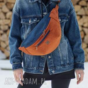 dwukolorowa welurowa damska nerka xxl, mini plecak nerkoplecak na prezent