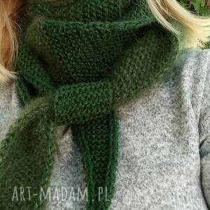 szalik - alpaka i moher ciemna zieleń na szyję, ciepłe dodatki z alpaki