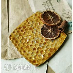 podstawek plaster miodu ceramika talerzyk mydelniczka pszczoła
