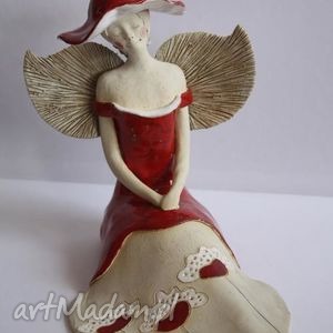 handmade ceramika anioł rozłożysty w maki