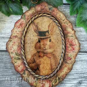 Dekoracyjny medalion z zającem, prowansja, decoupage, zając