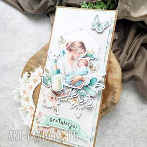 ręcznie robione scrapbooking kartki kartka okolicznościowa z okazji narodzin