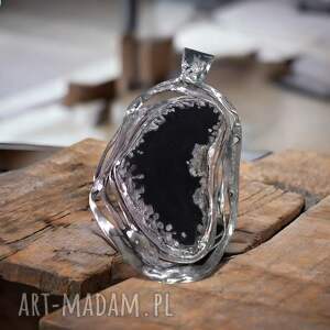 Czekoladowy, duże wisiory, naszyjnik, wisior - agatem