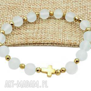 prezenty święta Bransoletka różaniec na rękę jadeit frozen