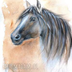 Koń - akwarela (obraz konia - na prezent - )