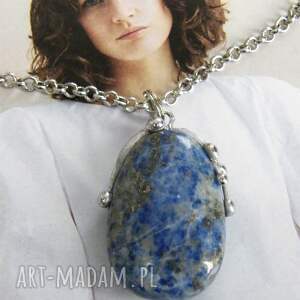 Witrażka: Naszyjnik kamień bryłka wisiorek z łańcuszkiem: lapis lazuli