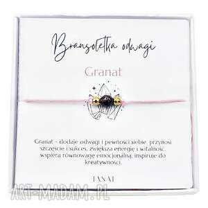 różowa sznurkowa bransoletka odwagi kamień naturalny granat regulowana