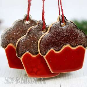 dekoracje świąteczne 3 ceramiczne ozdoby choinkowe - świąteczna baba