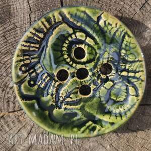 Okrągła ceramiczna mydelniczka handmade - zielona