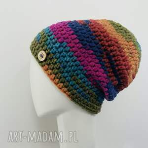 Kolorowa gruba smerf ręcznie robiona, czapka akrylowa