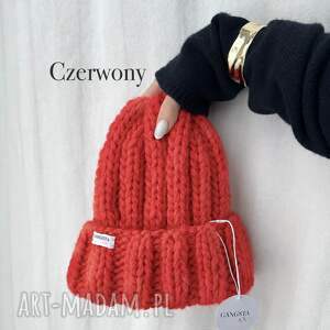 Czerwona czapka Nordic 100% wełna - gruba i ciepła