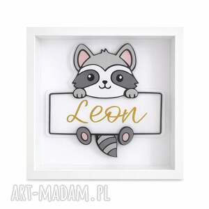 ramka z imieniem dziecka - personalizowana dekoracja uroczym szopem