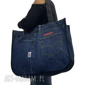 duża torba upcykling jeans levis 98 od majunto, shopperka recykling