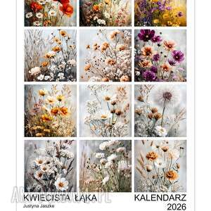 kalendarz 2026 kwiecista łąka, kwiaty z kwiatami prezent, prezent