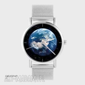 zegarek, bransoletka - ziemia metalowy, planeta, prezent zegarki