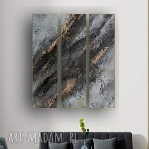 tryptyk, ręcznie malowany obraz strukturalny, 120x90 cm, obrazy do salonu