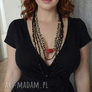 naszyjnik boho etniczne akcenty z koralem długi korali kolorowa